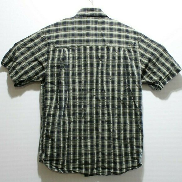 Merrell Mens Size Small Green Plaid Snapl Button Down Short Sleeve Shirt - Picture 2 of 3
